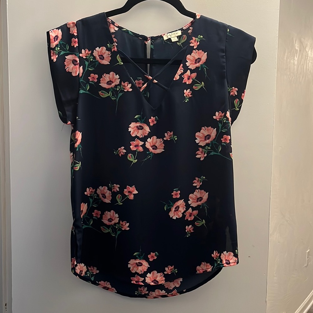 Blue and Pink floral blouse